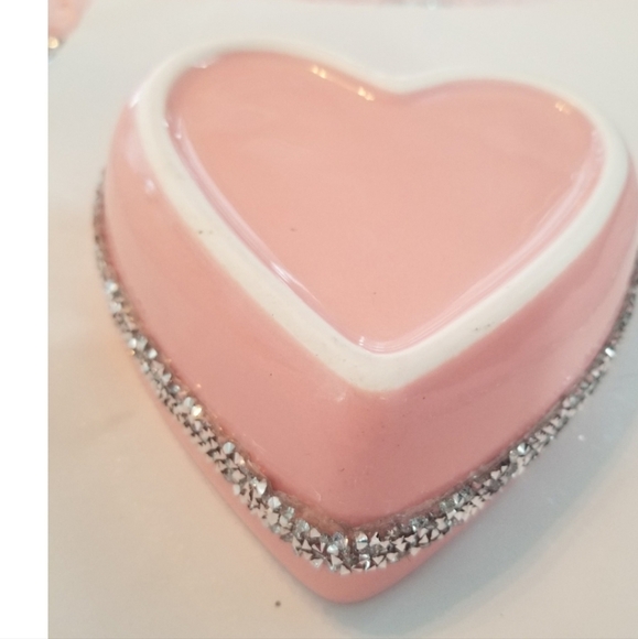 Pink Rhinestone heart dish jewelry Tray - Picture 6 of 7